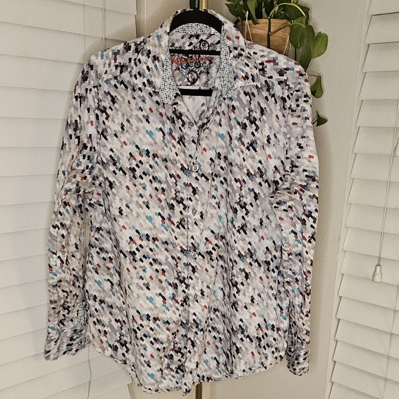Robert Graham Black and White Casual Button Down Shirt - Picture 1 of 8